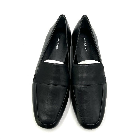 VIA SPIGA Womens Size 34 4 Tigen Black Leather Classic Minimalist Loafers Flats - Picture 4 of 15